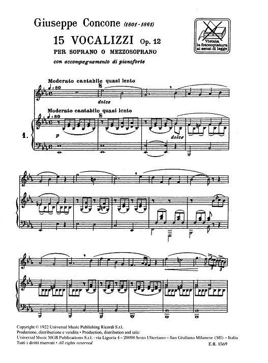 15 Vocalizzi Op. 12 - Di Pianoforte - klavír a zpěv